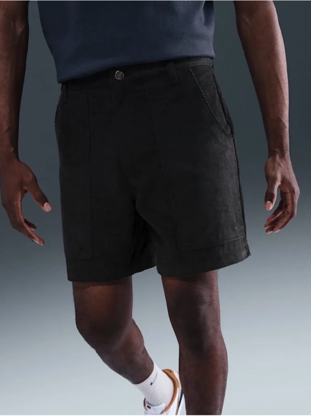 NWT Nike Life Men's Corduroy Park Shorts - Black / Dark Charcoal Size 32